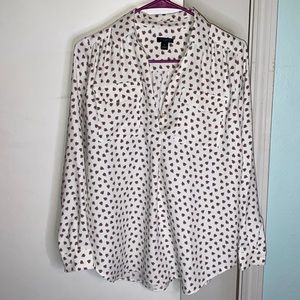 Ann Taylor Petite Small long sleeve blouse, heart print
